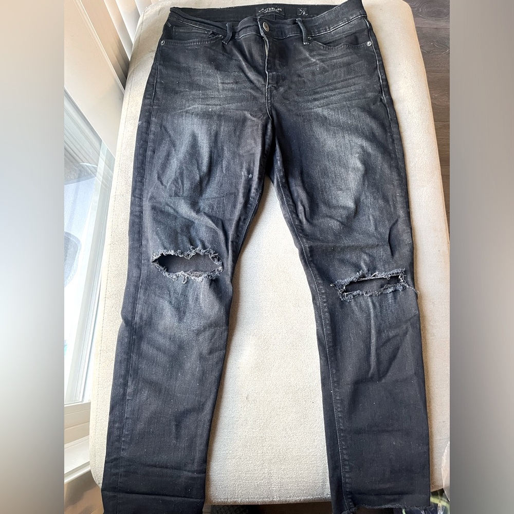 Lucky Brand Womens High Waisted Distressed Jeans Size 31 Black
